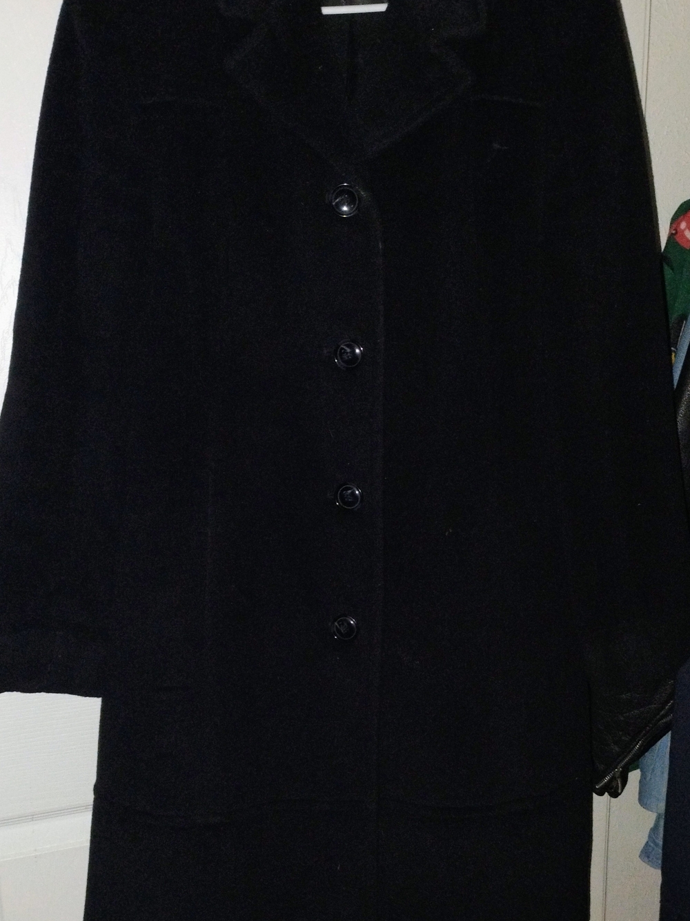 Women's Black Pea Coat - Classic Button Front
